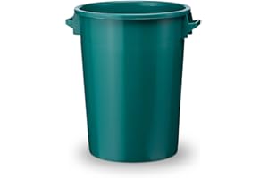 DIE BOX FABRIK 100 Liter Kunststofftonne mit Griffen + Deckel, lebensmittelecht, stapelbar, stabiler Eimer, Plastiktonne, Rundbehälter, Universaltonne, Allzweckeimer, Vorratstonne, Futtertonne, Mülltonne, 1x Grün