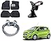 Auto Pearl Premium Quality Car Accessories Combo of Car Floor Foot Mats 3D Black. & Full Steel Towing Tow Cable 2000kgs 6mm Heavy Duty 4Mtr. & Universal Car Windshield Mount Holder Mobile Stand. For Chevrolet Beat Type-2 RS.1885.00