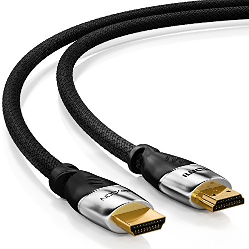 deleyCON 3m Premium HDMI Nylon Kabel – HDMI 2.0/1.4 kompatibel – UHD / 4K / HDR / 3D / 1080p / 2160p – High Speed mit Ethernet – Metallstecker - 2