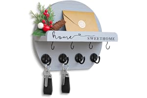 DXIUNOVE Porta Chiavi da Muro con Fiori Secchi in Legno Orbicolare per Ingressi, Ripostigli, Corridoi, Cucine e Uffici (Grigio)