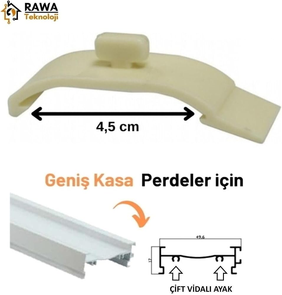 Bambapaw Stor - Zebra Perde Kornişe Takma Aparatı Geniş Plastik Portray (25 Adet)