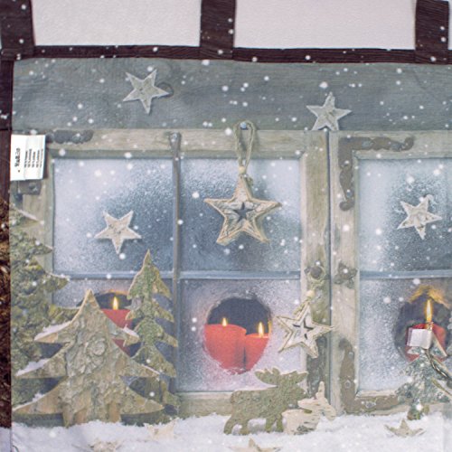 LED-Scheibengardine WINTERLANDSCHAFT für Küche und Kinderzimmer / Beleuchtete Bistrogardine / 45×120 cm / Moderne und transparente Gardine zu Weihnachten - 3