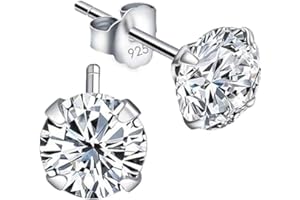 QUXING Set Orecchini Donna Uomo Diamante Nichel Free Anallergici, Argento Sterlina Zirconi Simulato Diamante Brillanti per Donna Uomo，orecchini punto luce argento (Argento)
