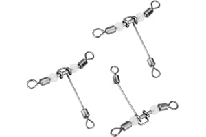 FOXCUP Eslabones giratorios de pesca,en forma de TConector giratorio de línea transversal Enrolle giratorio de 3vías Conector de gancho Luminoso Señuelo de pesca Conector de línea Aparejos de pesca10pie(# 1)
