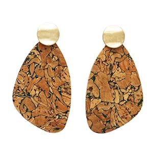 Rosemarie Collections Women's Geometric Art Deco Cork Drop Earrings