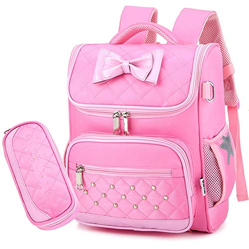 Preisvergleich Produktbild LLVV Leichter Rucksack für die Schule, Kinderschultaschen, Kinderrucksäcke für Mädchen, wasserdichte Rucksäcke Primary Schoolbag Bookbag,Rosa,Large