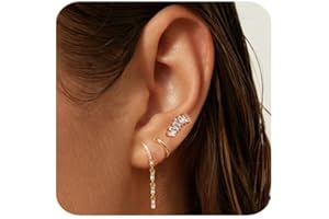 Kenivira 3 Pairs Gold Hoops & Stud Earrings with Cubic Zirconia - Hypoallergenic Hoop Drop Dangle Earrings Set