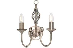 LIGHTS4LIVING Traditional Twin 2 Way Double Wall Light with a Classic Knot Twist Finished in Antique Brass - LED Compatible