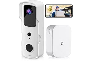 TKMARS Türklingel mit Kamera Kabellos, 2.4G WiFi 1080P Video-Türklingel mit Gong, mit Akku PIR-Personenerkennung 155° Betrachtungswinkel Nachtsicht 2-Wege-Audio Wasserdichte SD-Karte/Cloud-Speicher