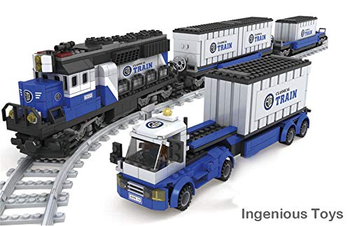 Ingenious Toys - Ausini Tren Carga Azul Set 2 Coches Camiones Y 10 Piezas #25111 Set