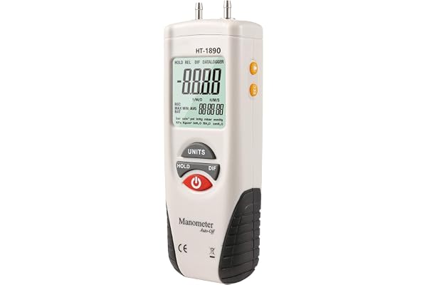 LABART Digital Manometer, HT-1890 with Certificate Dual Port Air Pressure Meter HVAC Gas Tester, 11 Selectable Measure Units Large LCD Display with Backlight, (Range- 2 PSI) with Certificate