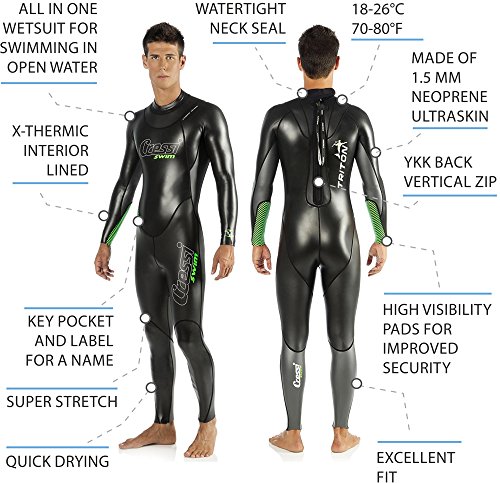 Cressi Triton, Schwimmanzug Herren Neopren, Triathlonanzug 1.5mm - 2