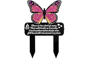 Zayookey Large Butterfly Memorial Stakes Cemetery Grave Plaque Waterproof Cemetery Stake Markers Sympathy Grave Stake for Humans Cemetery Garden Yard Decorations Outdoors Iron (black and red)