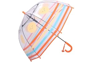 Rhomba Klar Transparente Blase Clear Bubble Umbrella for Children Lightweight Cute 8 Fibre Ribs Cute Dome See Through Child Perfect for Walking, Kids Umbrella for Toddlers Boys Girls