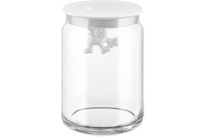 Alessi AMDR05 W Gianni a Little Man Holding On Tight Barattolo Ermetico in Vetro con Coperchio in Resina Termoplastica, Bianco, 90 cl