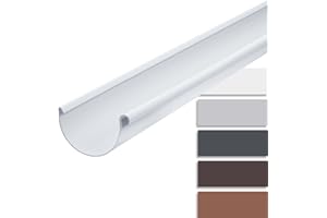 INEFA canalón de plástico semicircular 200cm 100mm, Canalón de lluvia blanco PVC, fácilmontaje enchufable,made in Germany