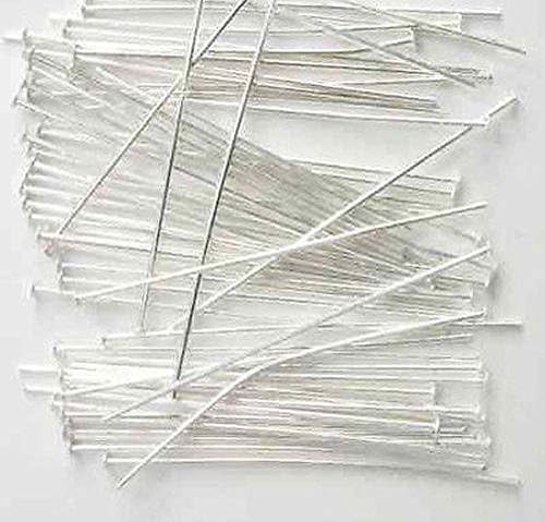 200 x Silver Plated Head Pins / Headpins 0.7mm x 45mm - Beads and Charms