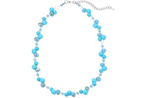FULU AUTUMN Collier Court en Perle et Cristal pour Femme avec Chaîne en Argent Bijoux de Bohème Faits à La Main Cadeau Fete Des Meres pour Maman