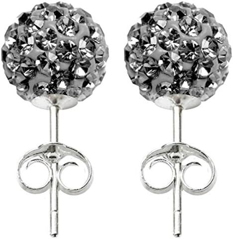 Shamballa Style Earrings 8mm Disco Ball on Silver Stud - packed in a gift BOX - Ships from UK- Delivery 2-3 days