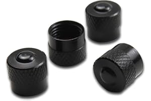 Pitlane Performance® Aluminiowe Nakrętki na Zawory – Zestaw 4 Nakrętek Schrader | Do Samochodu, SUV, Motocykla i Roweru – Trwała Ochrona Zaworów Kół (Czarny, Racing)