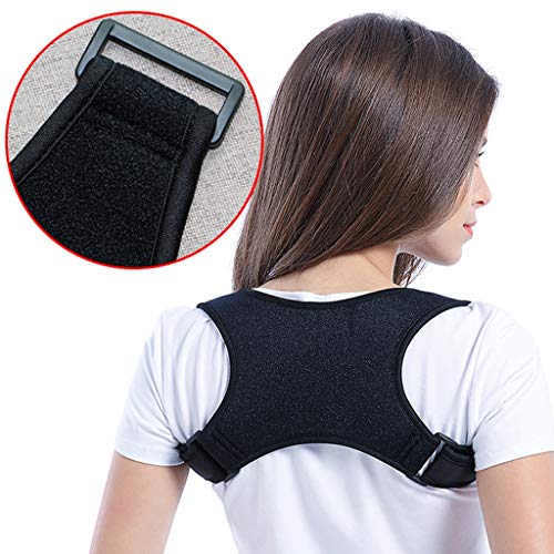 WHT Soutien Lombaire aux épaules et au Dos, Sangles d'épaule pour Les Enfants Adultes afin de soulager la Douleur et d'éviter Les Bosses Ajustables, Correction du Maintien du Dos, Noir,Noir