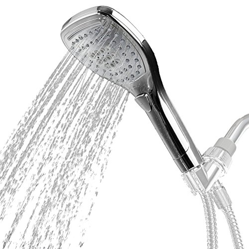 DSIKER® wasserspar Duschkopf, 3 verschiedenen Strahlfunktionen,Push-Control-Flow Control-Taste für einfache Einhandbedienung (Oval-Platz) Wellnessbrause, Brausekopf, Brause, showerhead,Rainshower Regendusche Duschbrause Handbrause,3 Strahlarten,chrom - 4