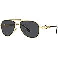 Versace Unisex Sunglasses Gold Frame, Dark Grey Lenses, 59MM, Gold, X-Large