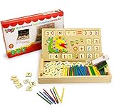 BBLIKE 3-IN-1 Montessori Mathe Spielzeug- Zählen und Rechnen, Passenden Sortierbechern, Würfeln, Pinzetten und Musterkarten, 6 Farben Cartoon Bären Zählspielzeug und Lernspielzeug