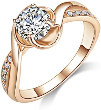 Fashion Champagne Gold Plated Cubic Zirconia Promise Engagement Wedding Ring