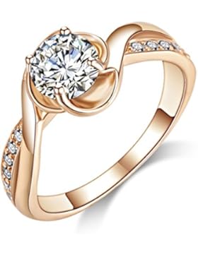 Acefeel, Ring zur Verlobung / Hochzeit / Versprechen, modisch, Rotgold, Zirkonia