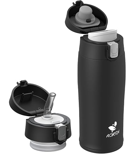 Gourde Isotherme Homealexa 680ml - Acier Inoxydable 316, Double Ouverture (paille Et Bec), étanche, Maintien Chaud 12h/froid 24h - 11