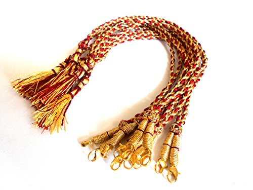 Designer Red & Gold Necklace Back Rope/dori