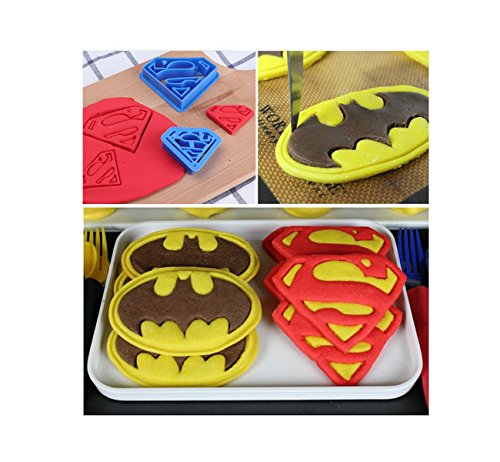 ilauke 4tlg. Keks Fondant Ausstecher Batman Super Hero Ausstechformen Superman Sugarcraft Cake Cookies Toast Cutter Dekoration Modellierwerkzeug Deko Stempel Set - 8