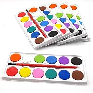 Shubhkraft Return Gifts for Kids Birthday Party Watercolor Tray Coloring Kit for Painting with Artist Paint Brush for Party Favors and Gift for Boys/Girls ( Pack of 12 )