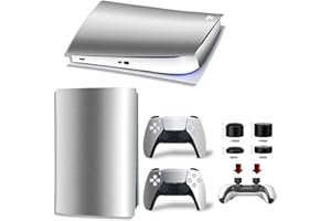 MaD Vision® Extra-Durable Vinyl Skin Set for PS5 Digital + 5 Pairs of Aiming Rings | Scratch-Resistant Sticker Kit for PlayStation 5 + 2 Controllers – for Chrome Silver Design
