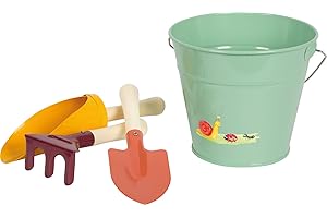 Small Foot Set de pelles à Main avec Seau « Tiny Garden », Jouets de Jardin et de Sable en Bois et métal, dès 3 Ans, 12665