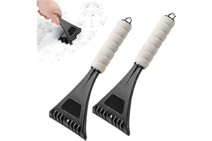 JNNJ Raspador de Hielo 2 Piezas, Rascador de Hielo para Luna de Coche, Accesorios para Coches, Resistente Rasqueta Quita Nieve para Parabrisas de Vehículo, para Quitar la Nieve(Negro)