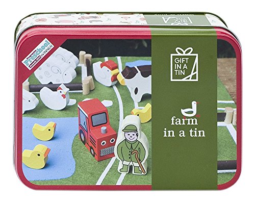 Apples to Pears Gift In A Tin Wooden Farm Animals & Play Mat