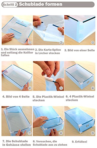 Stapelbar Schuhbox Set 10x Schuhboxen Schuhkasten Schuhkarton Schuhschachtel Aufbewahrungsboxen Schuhaufbewahrung Schuhaufbewahrungsboxen Schubladen Multizweck Transparent L30xB18xH10cm - 9