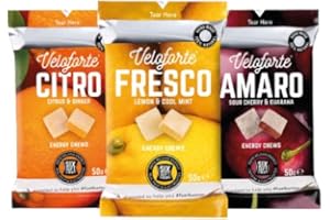Veloforte Energy Chews - Super-soft, 44g carbs, Electrolytes, Natural Alternative to Energy Drinks, Gels, Fast Energy Nutrition for Running, Cycling, Endurance, Vegan Bloks (9 Pack)
