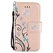 Produktbild Nancen Tasche Hülle für,Apple iPhone 5C Hülle,Apple iPhone 5C (4 Zoll) Leder Wallet Tasche Brieftasche Schutzhülle, Nancen Prägung Schmetterling Muster PU Leder Handytasche im Bookstyle Stand Funktion Kartenfächer Magnet Etui Schale