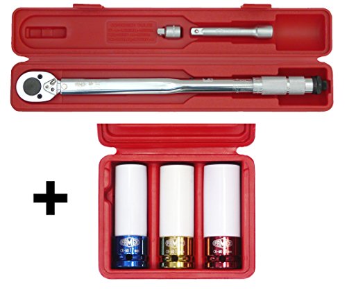 Famex Drehmomentschlüssel 30-210 Nm Sparset inklusive Spezial Einsätze für Radschrauben, 10886-3N