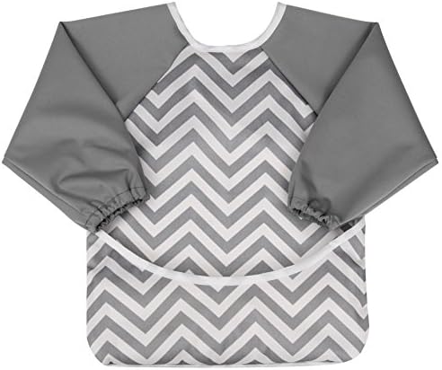 Aviloo – Bib with Sleeves for Babies – 100% Waterproof and Wipe Clean Extra Long with pocket and zip fastener Catch...
