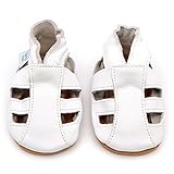 Dotty Fish Leder Baby Sandalen – rutschfest Wildledersohle – chromfrei weiche Lederschuhe – Baby Jungen und Mädchen – weiß - 2