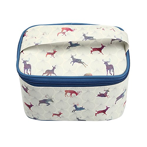 TaylorHe Waterproof Large Make-up Bag Cosmetic Case Toiletry Bag Vanity Case with Patterns zipped with Handle Stags
