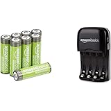 Amazon Basics Vorgeladene Ni-MH AA-Akkus - Akkubatterien, 500Zyklen (typisch 2500mAh, minimal 2400mAh), 8Stck + Batterieladeg