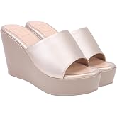 HVNLY By Shoetopia Metallic Open-Toe Platform Wedges Stylish Comfortable Luxury Sandals for Daily and Festive Footwear For Wo