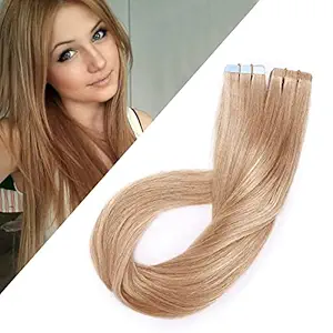 14inch Tape In Human Hair Extensions Dark Blonde #27 Long Straight Seamless Skin Weft Hair Invisible Double Sided Tape 20pcs 40g+10pcs Replacement Tapes