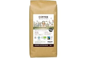 Coffee Masters Triple Certified Arabica Coffee Beans 1kg - Fairtrade, Organic, Medium Roast Whole Bean Ideal for Espresso Machines - The Great Taste Award Winner