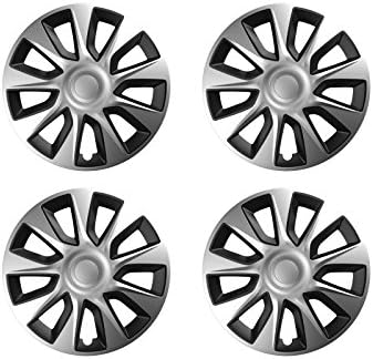 17 Inch Silver &amp; Black Stratos RC Universal Wheel Trims Car Hup Cap Covers 4 Piece Set